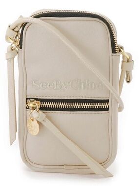 See By Chloe Cream Crossbody Phone Pouch with Gold Hardware